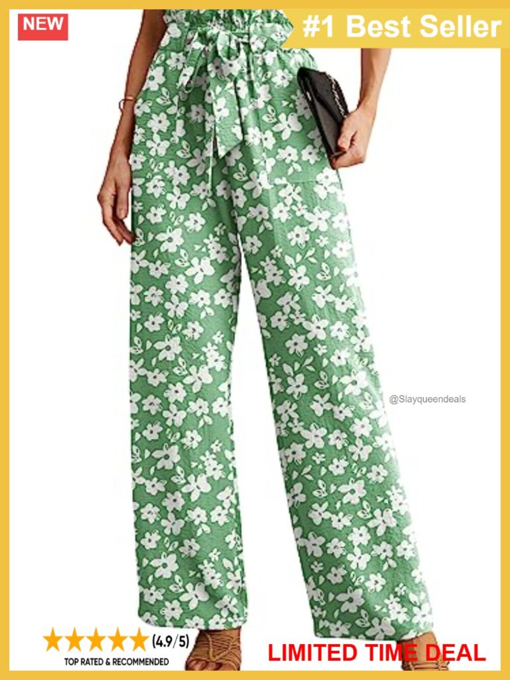 High Waist Wide Leg Palazzo Pants Adjustable Knot Tie Beach Office Trousers